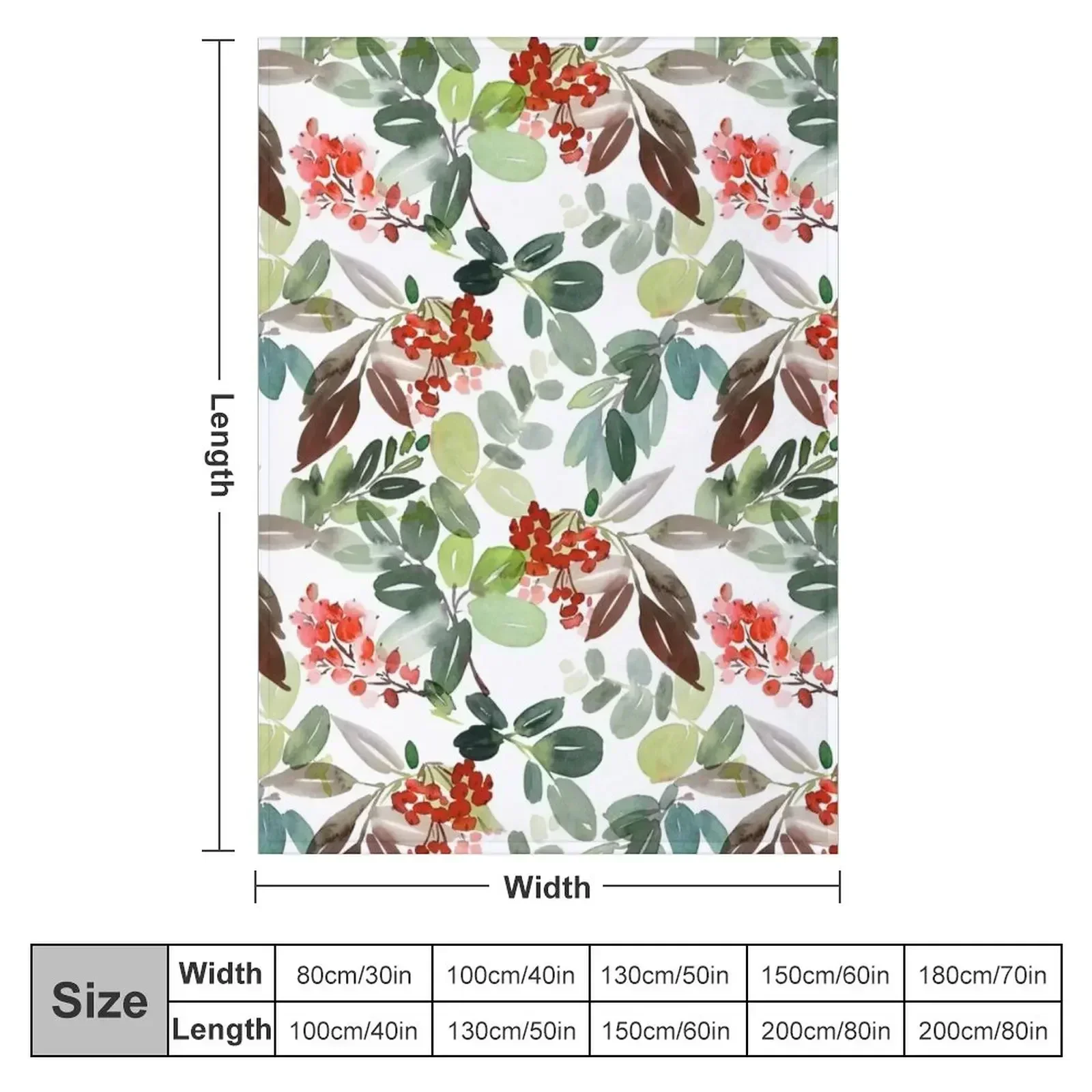 Watercolour Rowan Berries Throw Blanket Decorative Beds christmas decoration Warm Flannel Designers Loose Blankets