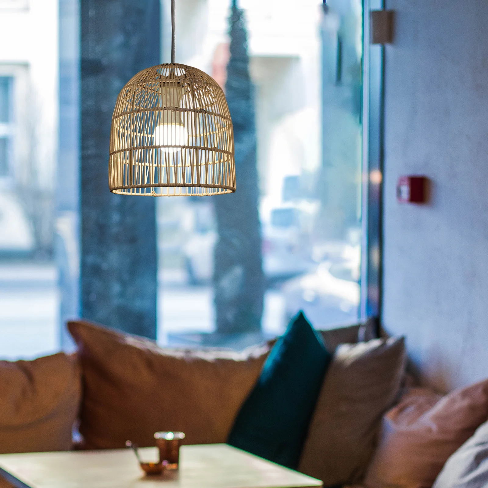 الطبيعية الروطان المنسوجة غطاء مصباح للسقف قلادة ضوء غرفة نوم غرفة المعيشة استبدال الإضاءة ملحق ديكور #6