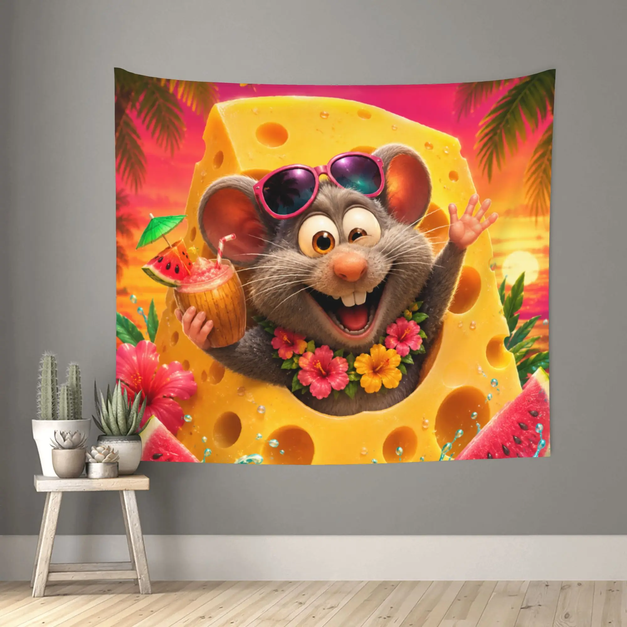 Cute hamster theme Customized Tapestry  Wall Hanging Blanket Tapestry Home Decor Items Wall Decorations