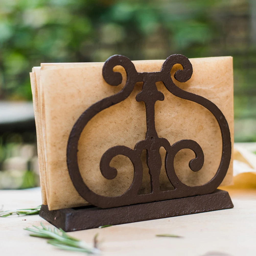 

Rustic Cast Iron Napkin Holder Farmhouse Style Desktop Paper Tissue Stand Metal Holder For Kitchen Cafe Restaurant Home