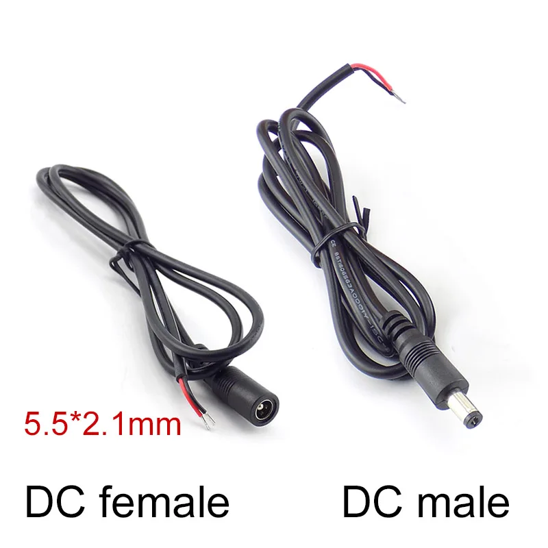 0.25M/1M 2pin DC male female Connector Wire Power supply cord cable 12V Extension for LED strip light Adapter 5.5*2.1mm cord