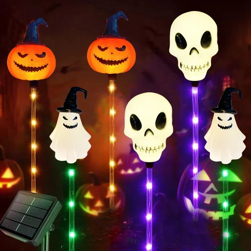 LED zewnętrzna świąteczna lampa słoneczna święty mikołaj dynia cukierkowa laska wodoodporne lampy trawnikowe na imprezę Halloween dekoracje na