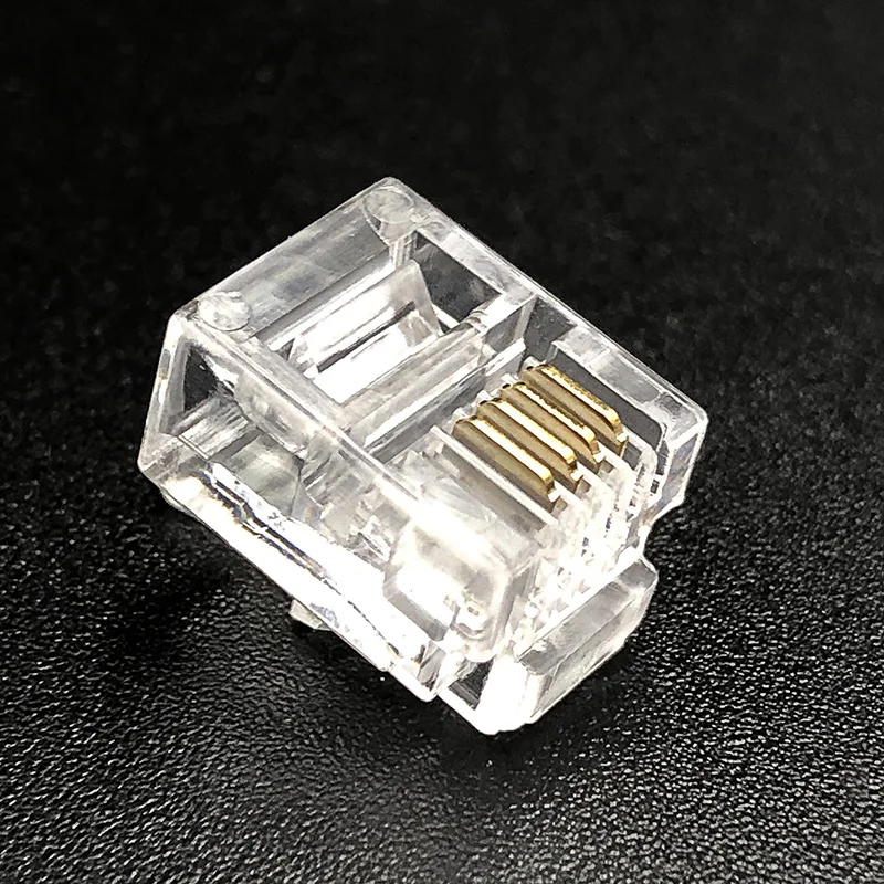 50PCS RJ11 6P4C Connector 4Pin Modular Plug Male For Telephone Cable