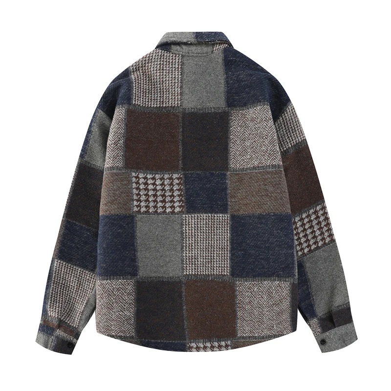Spring and Autumn New Fashionable Trendy Thick Warm Wool Checkered Shirt Men's Loose Sports Large Size High Quality Shirt M-3XL