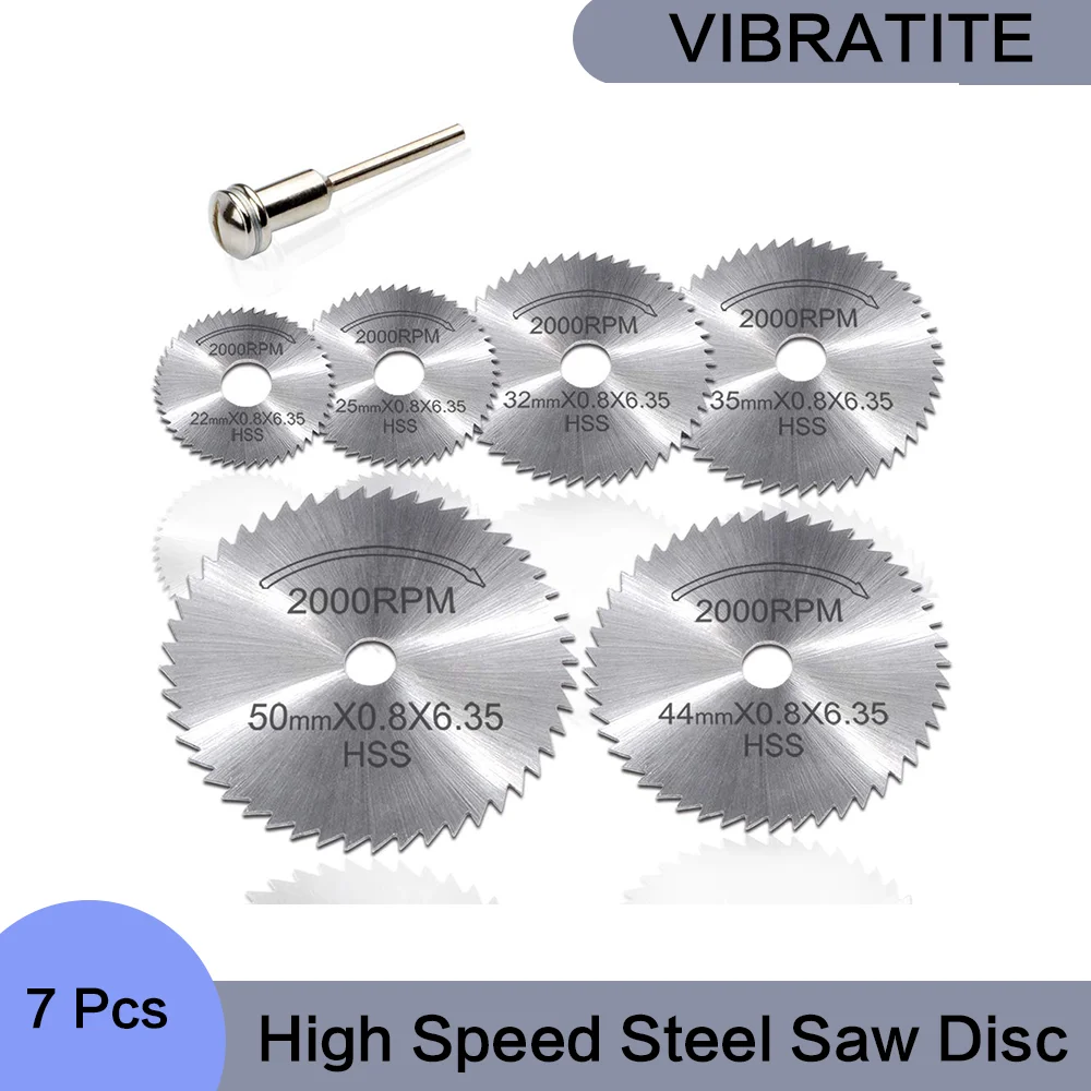 7 Pcs High Speed Steel Saw Disc with 1/8