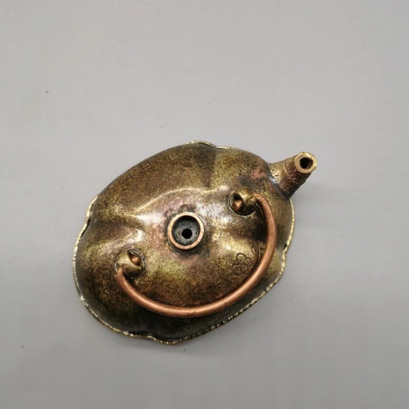 Antique Brass Water Dropper Bottle - Vintage Chinese Scholar Studio Ornament Inkstone Accessory Calligraphy Craft Collectible