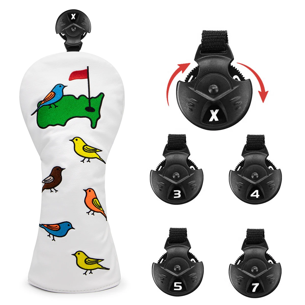 Golf Club Head Covers Golf Wood Head Cover for Driver Fairway Wood Covers Hybrid Headcoves with Birds Design