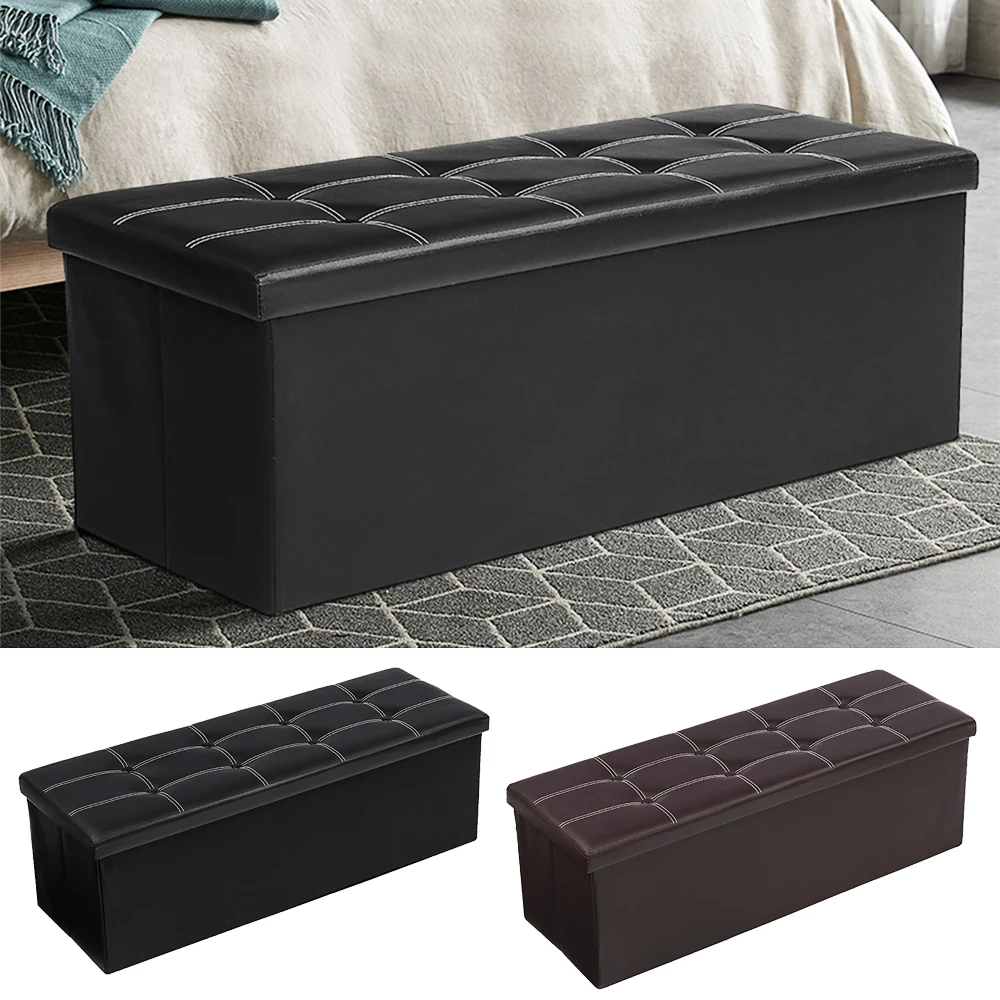 

43 Inch Storage Stool Ottoman,Shoe Bench with Cushioned Seat, Bedside Cabinet & Footrest for Living Room/Bedroom/Office