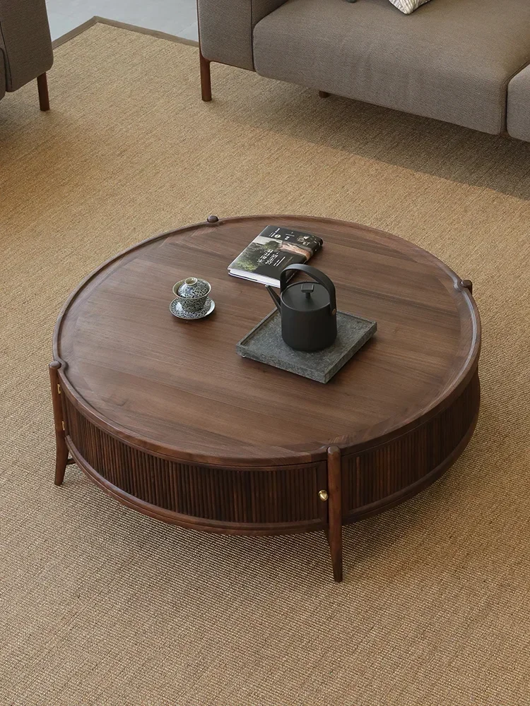 Round Tea Table Solid Wood Living Room round Coffee Table