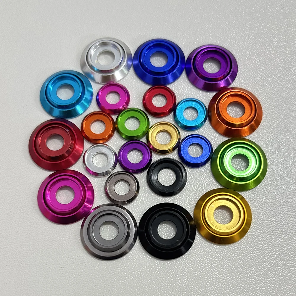 15 Pcs Multi-color Colourful Gasket Aluminum Cup Head Washer Anodized For Button Head Screw Round Washer M2 M2.5 M3 M4 M5 M6 M8