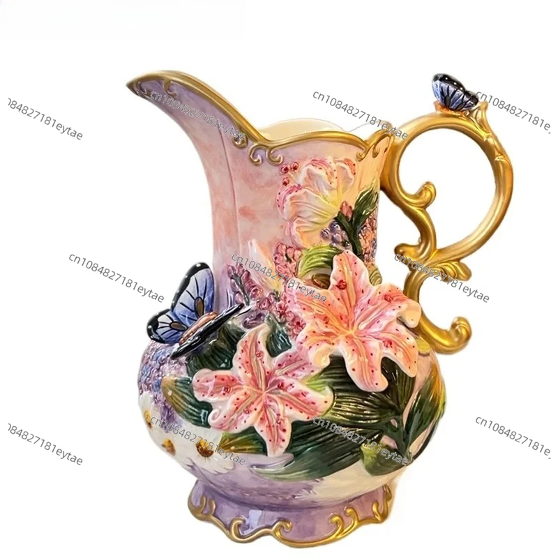 Ceramic Lily Flower Vase Decoration Living Room Ceramic Vase TV Cabinet Entrance Home Furnishings New House Wedding Gifts
