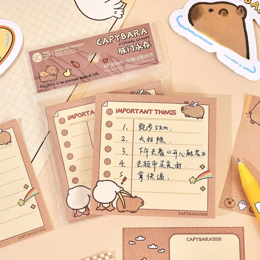 Non Sticky Capybara Memo Pad Daily To Do List Cartoon Message Paper Note Pad Cute INS Note Paper Student