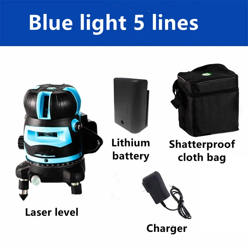 Laser Level 2/3/5 Lines Self Leveling 360 Rotatable Blue Laser Beam Radius Alternating Direct Horizontal Vertical Indoor Outdoor