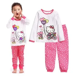 Conjunto de ropa interior de algodón puro para niños, pijamas de dibujos animados de Hello Kitty, ropa interior periférica para niñas, Primavera, otoño e invierno, nuevo