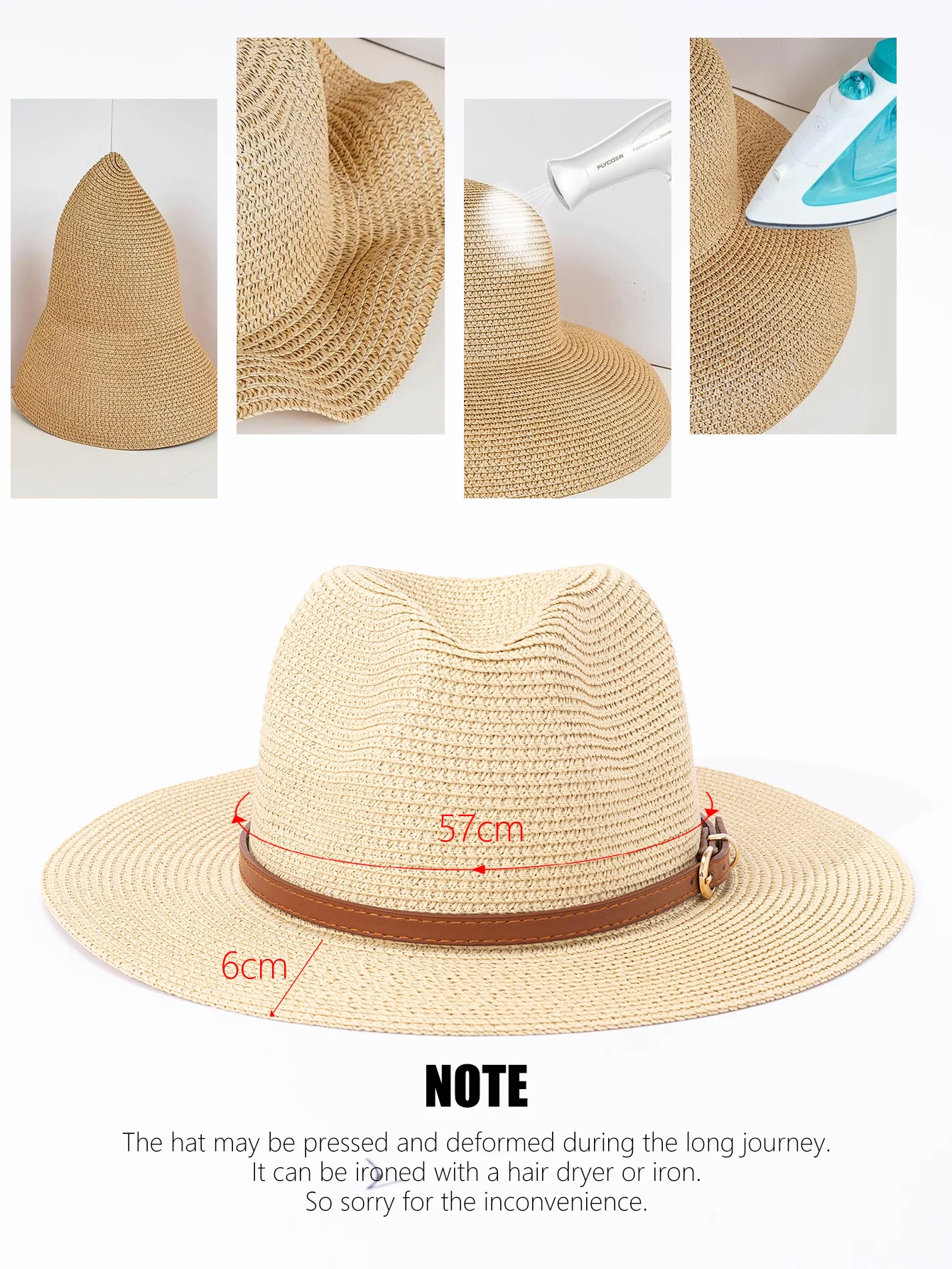 Panama straw hat, female jazz top hat, men and women\'s spring and summer straw woven fashionable sun protection and sunshade hat