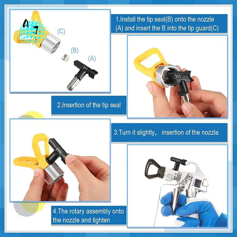 

A07F-Spray Tips Reversible Spray Tip Black For Airless Paint Spray Sprayer 109, 213, 311, 315, 413