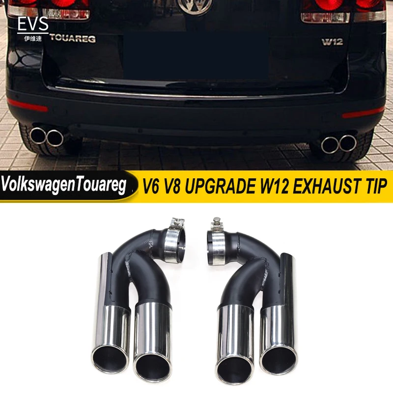 For Volkswagen Touareg V6 V8 Upgrade W12 Quad Exhaust Tip Stainless Steel Exhaust System Car Exhaust Pipe Muffler Tip Tailpipe