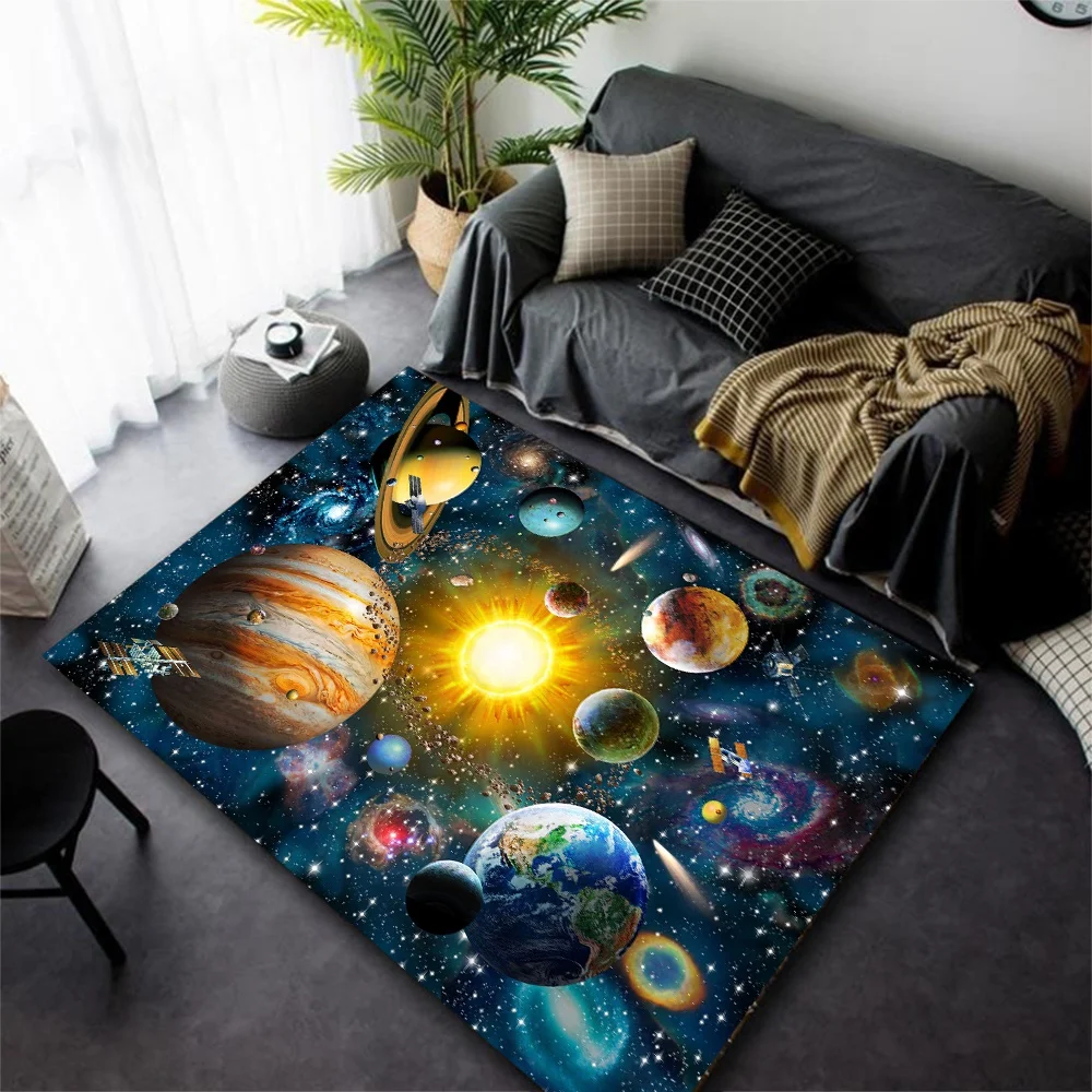 3D Universe Planet Carpet for Living Room Decor Sofa Table Large Area Rugs Bedroom Bedside Foot Pad Entrance Doormat Alfombra