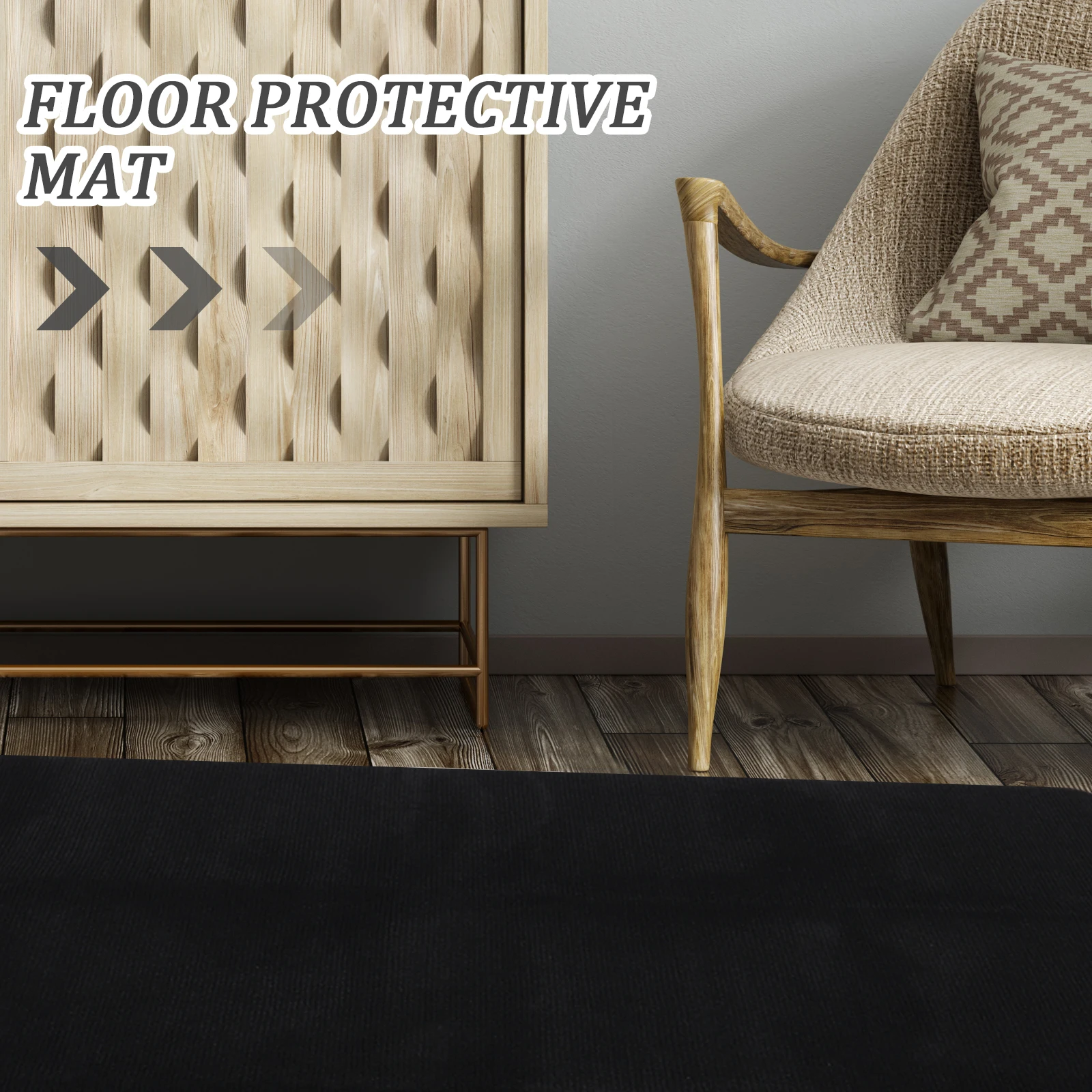 

Waterproof Anti Slip Floor Mat 90x120 Black Stair Pad Office Chair Hardwood Tile Easy Clean Nonslip Protection Desk Mats