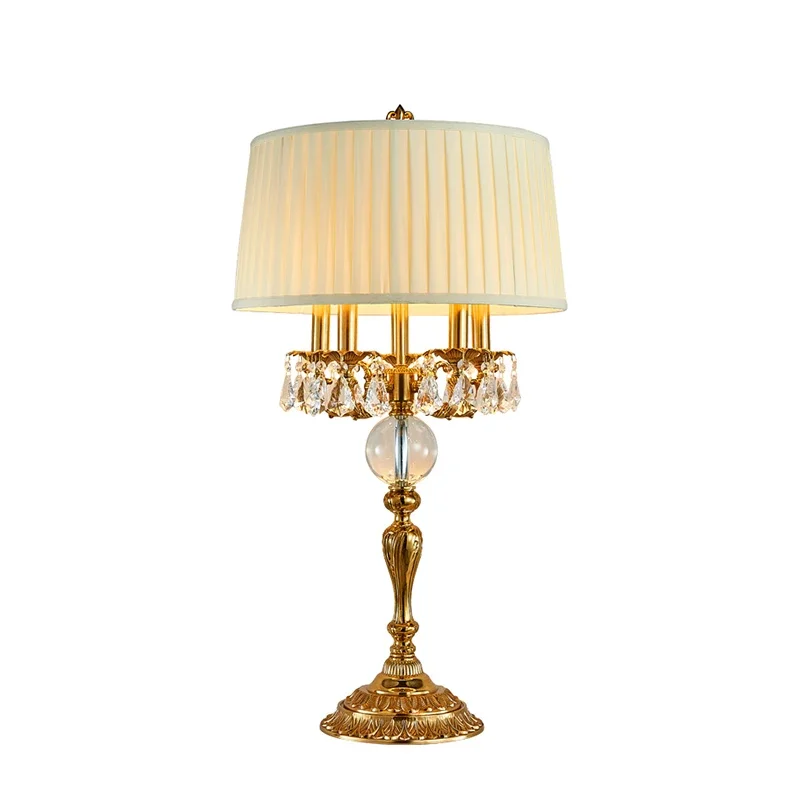 

Living Room LED Stand Floor Lamp Hotels Decoration Classic Style Antique Crystal Chandelier Brass Table Lamp Lighting