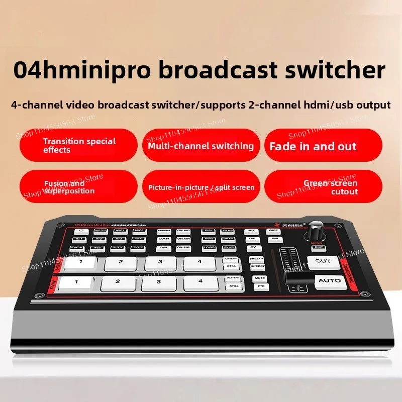 

TCHD 4-Channel Video Switcher - Multi-Camera 4K Live Streaming with HDMI/SDI