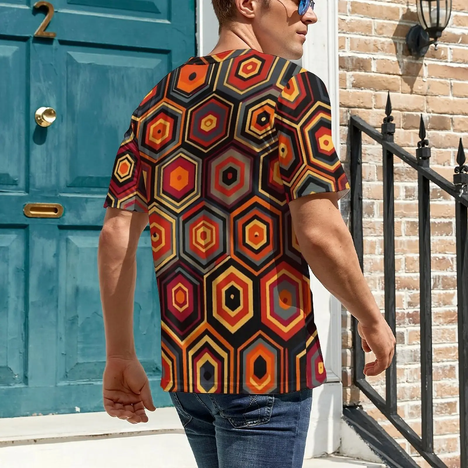 Summer T Shirt Boho Beehive Hexagon Winter Vector Art T Shirts  Street Style Trending Tee Shirt Men Short Sleeve Graphic Clothes