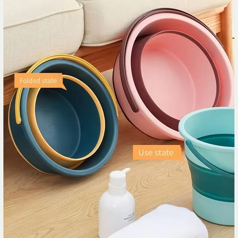 5/10/17L Portable Folding Bucket  Multifunctional Thickened Silicone Bucket for Car Washing and Fishing  Camping Folding Bucket