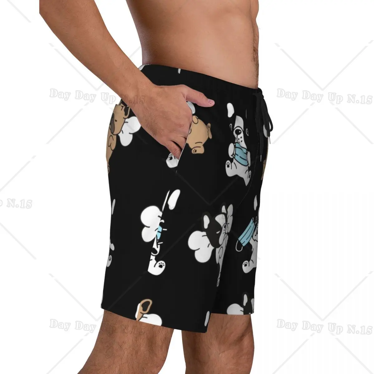 Frenchie French Bulldog Boardshorts Men Quick Dry Board Shorts Frenchie Dog Lover Swim Trunks Custom Print Bathing Suits