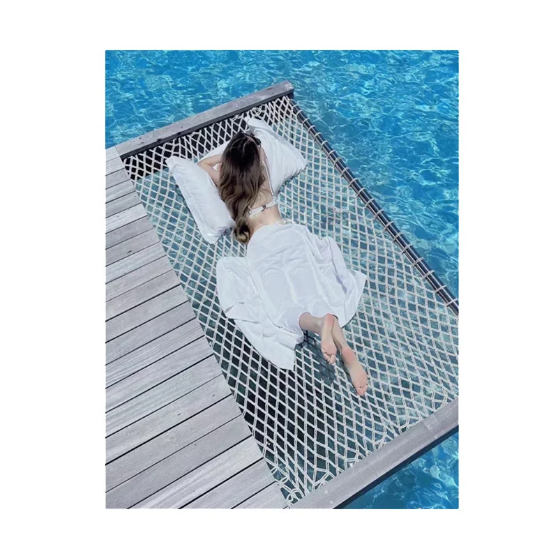 Custom White Safety Double Polyester Mesh Hammock Floor Mesh Rope and Nails
