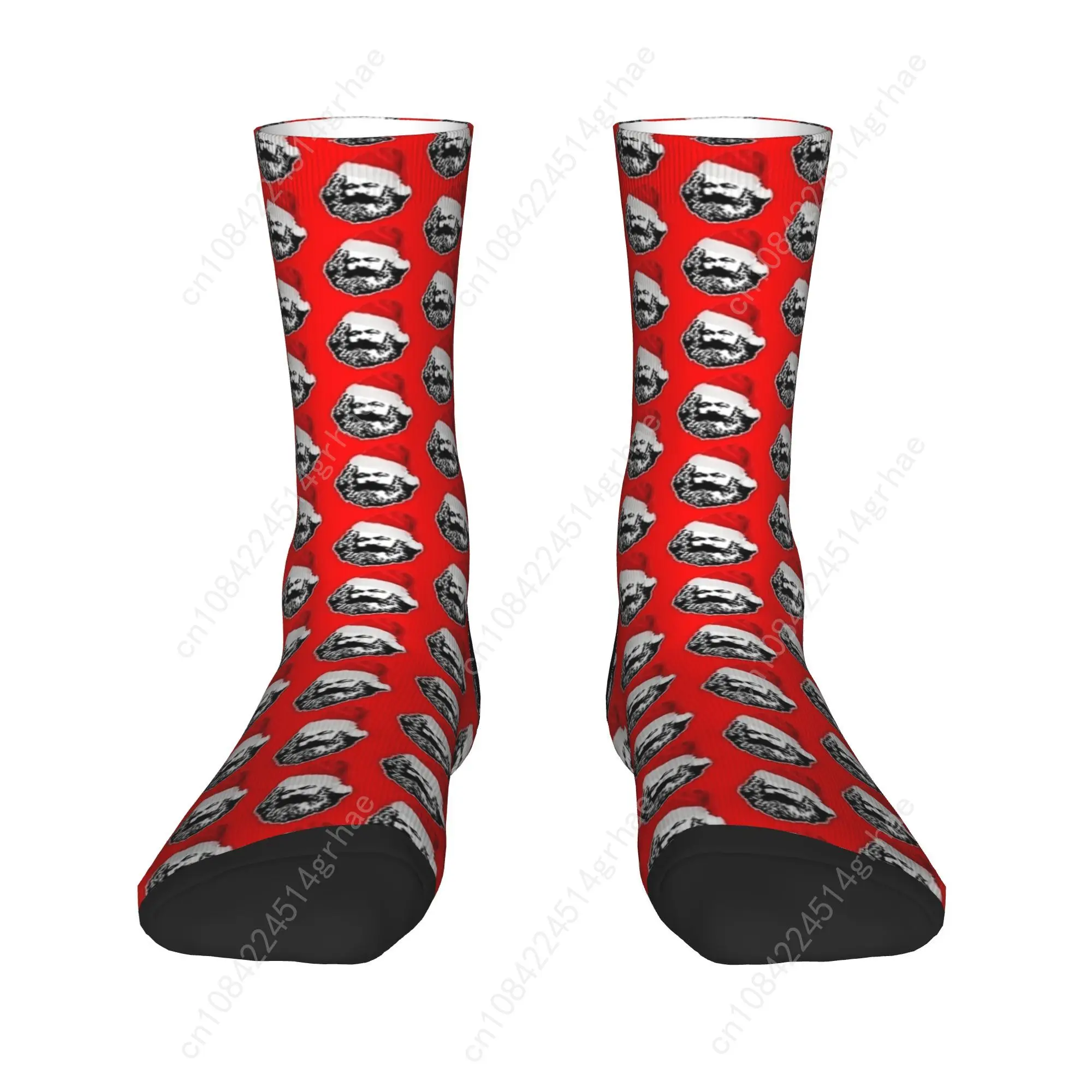 Santa Karl Marx Print Socks  Casual Stockings Adults Men Warm Soft Running Sports Socks Spring Design Anti Sweat Socks
