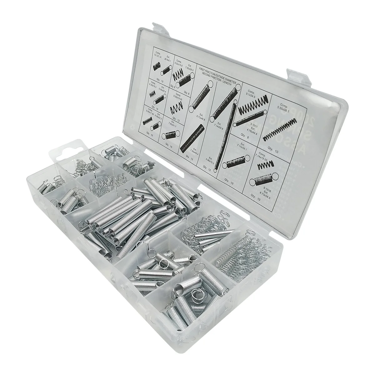 

200PCS Compression and Extension Spring Assortment Kit, Mixed Sizes Springs for Machinery Auto Repair Heavy Duty DIY Enthusiasts