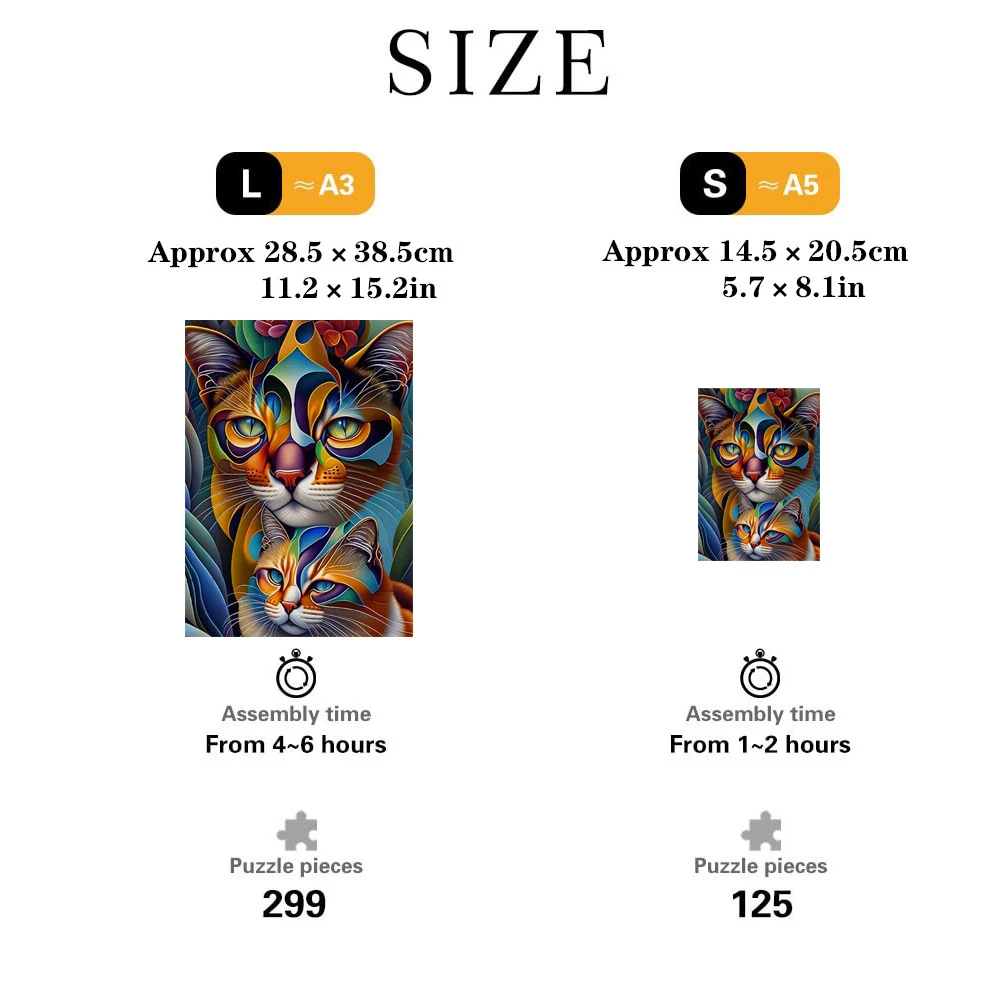 두 고양이 나무 퍼즐 게임, 독특하게 불규칙한 동물 모양의 조각 직소 퍼즐 장난감, 청소년을 위한 창의적인 선물