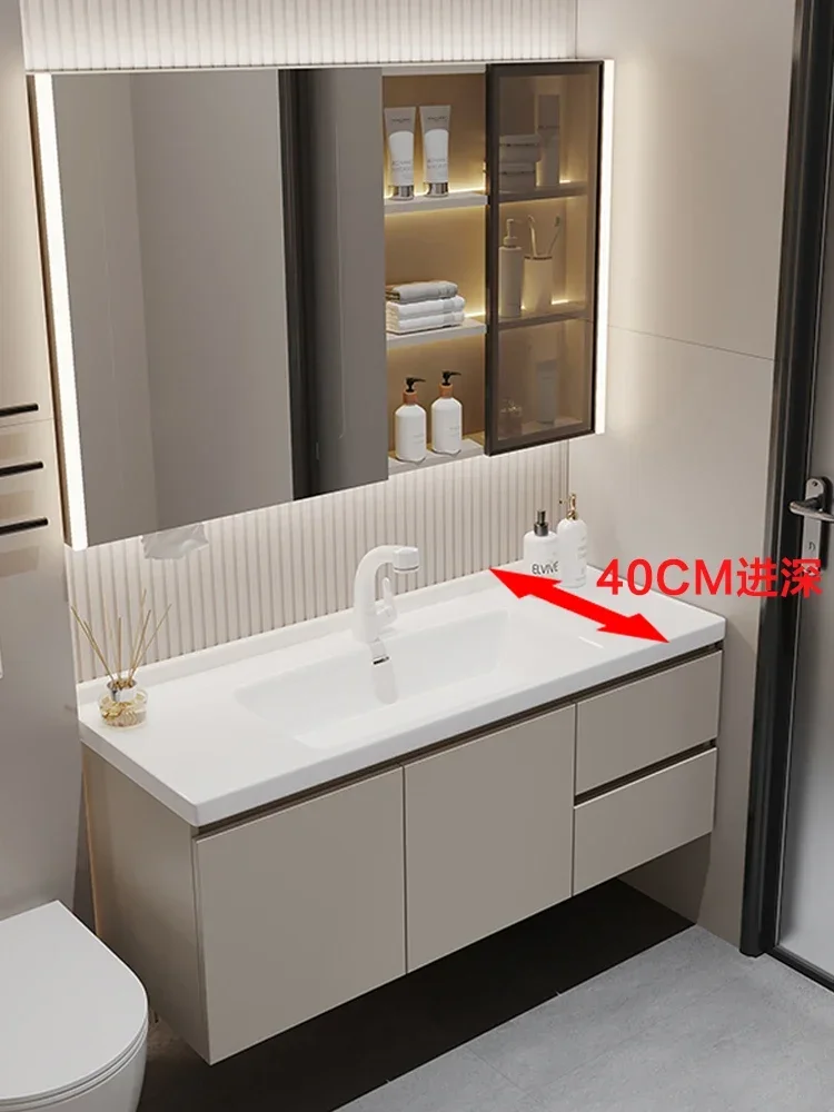 40cm wide ultra-thin extremely narrow long bathroom cabinet small apartment narrow side ceramic integrated basin washbasin cm