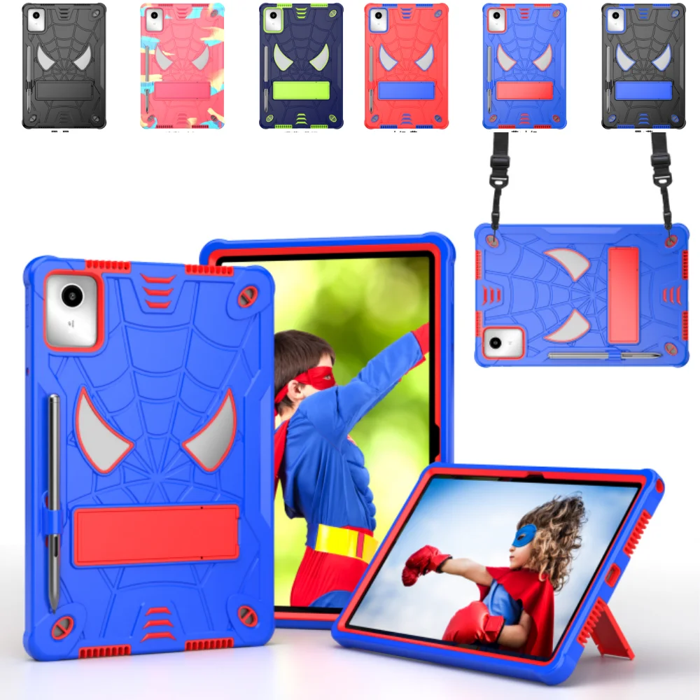 Case for Lenovo Tab M11 11 inch Built-in Functional Kickstand Spiderman Cover for Xiaoxin Pad 2024 TB331FC with Shoulder Straps