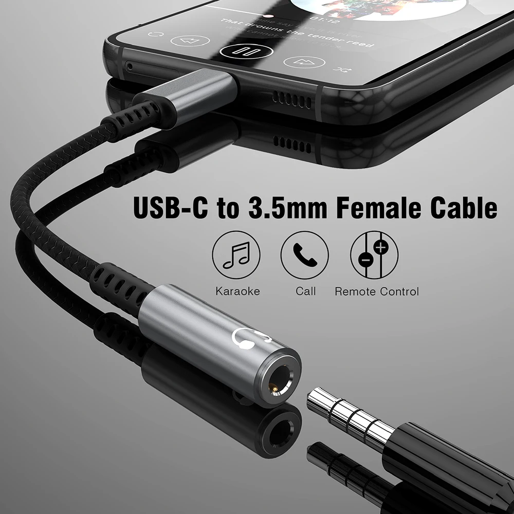 Type C To 3 5mm Earphone Jack Aux To Usb Type C Headphone Extension Adapte 3.5 Jack Audio Cable For iPhone 15 Samsung Speaker