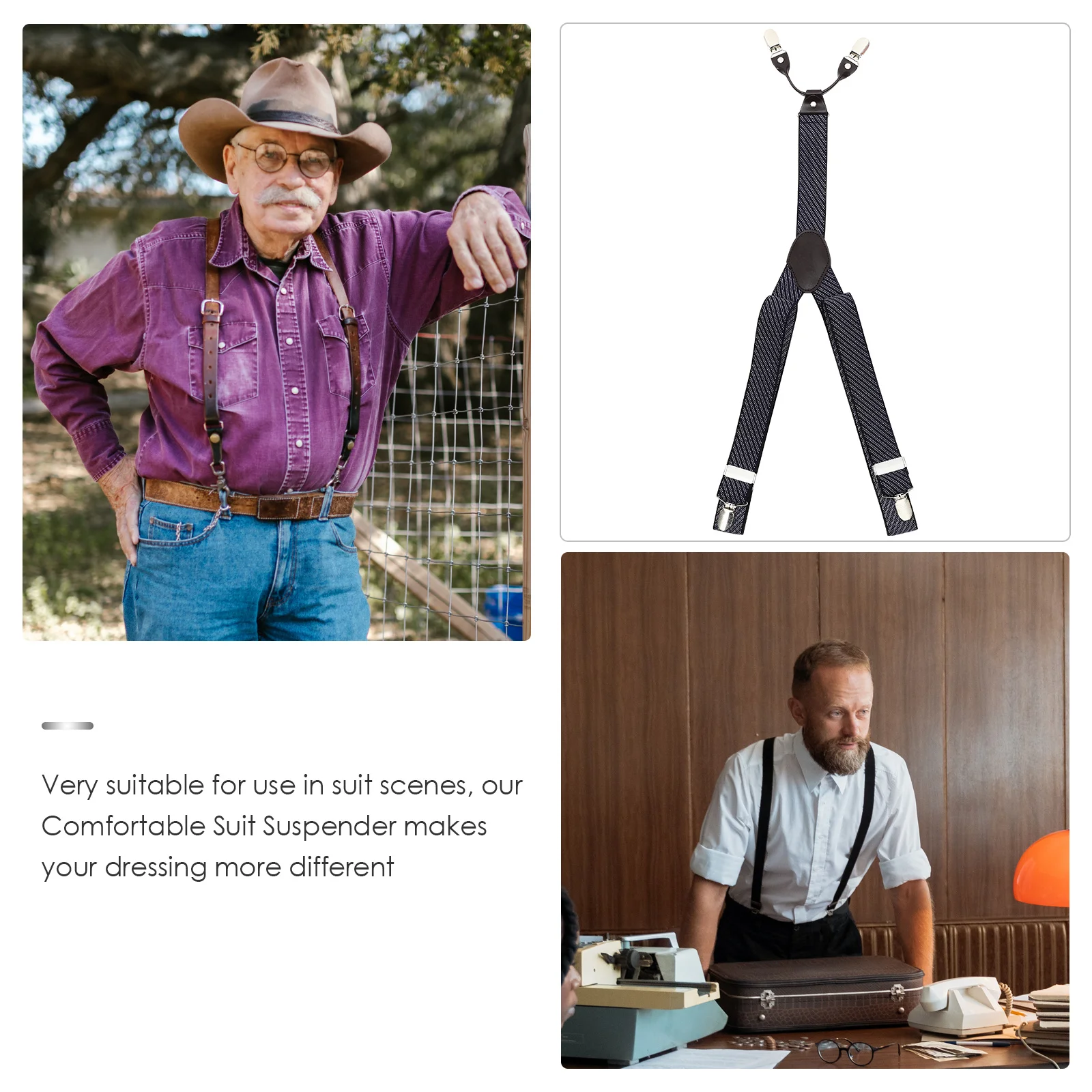 حزام مطاطي عالي التحمل للرجال، حمالة مريحة قابلة للتعديل للرجال، بنطلون جان بانت، مشبك حزام #2