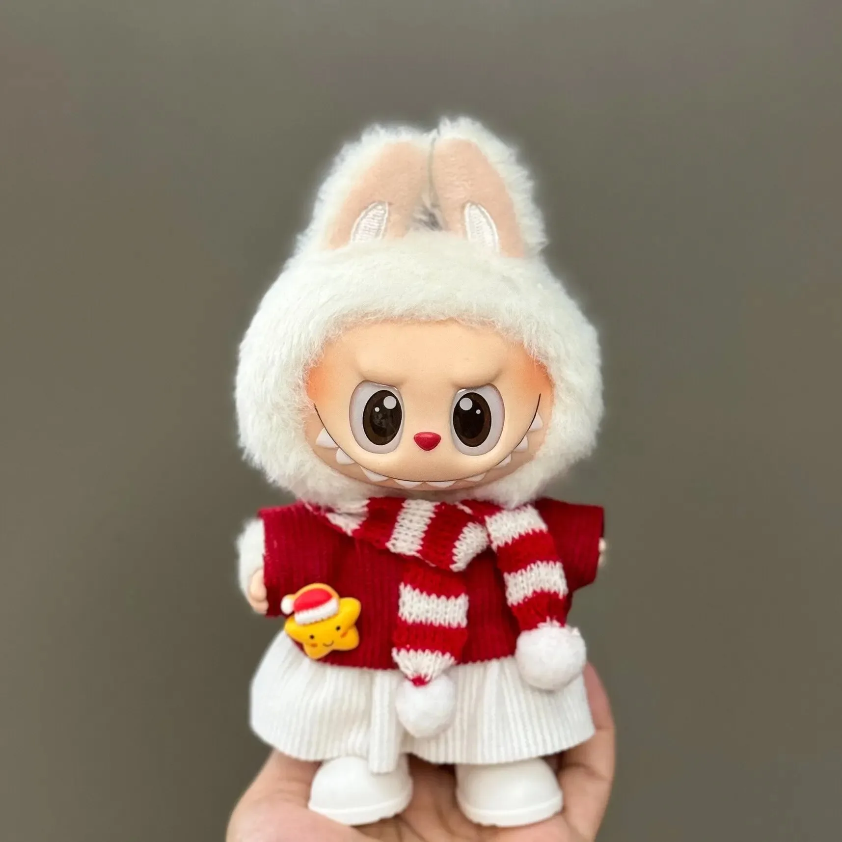 Clothes For labubu Christmas Attire Costume Knitted sweater Dresss set For15/17cm labubu 3.0 V1V2V3 Accessories