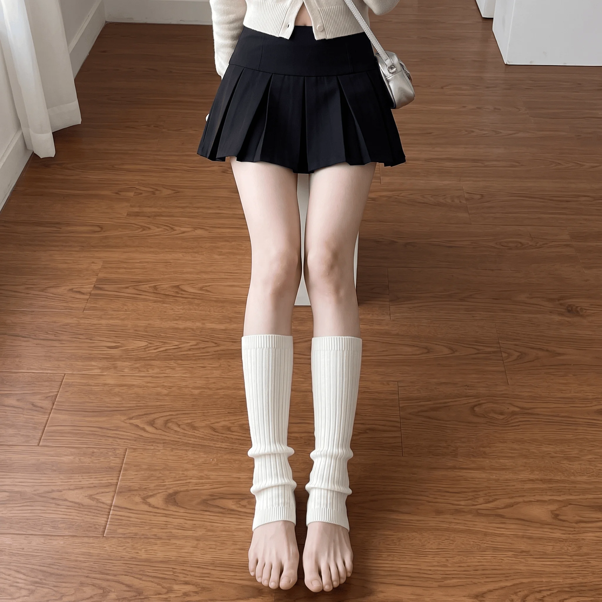 2026 Moon Girl Japanese Miu Style Balletcore Footed Stackable Leg Warmers, Thin Spring Summer Calf Socks Covers For Women, Versatile Slimming Foot Loop Hosiery, Cute Daily Matching Soft Breathable Leg Socks For Teen Gi