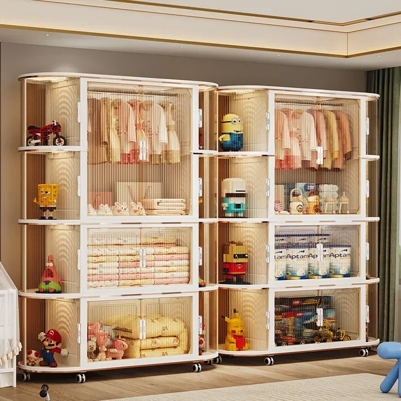 Factory Simple Wardrobe Clothes Storage Cabinet Bedroom Children Adult Wardrobe Locker Folding Locker