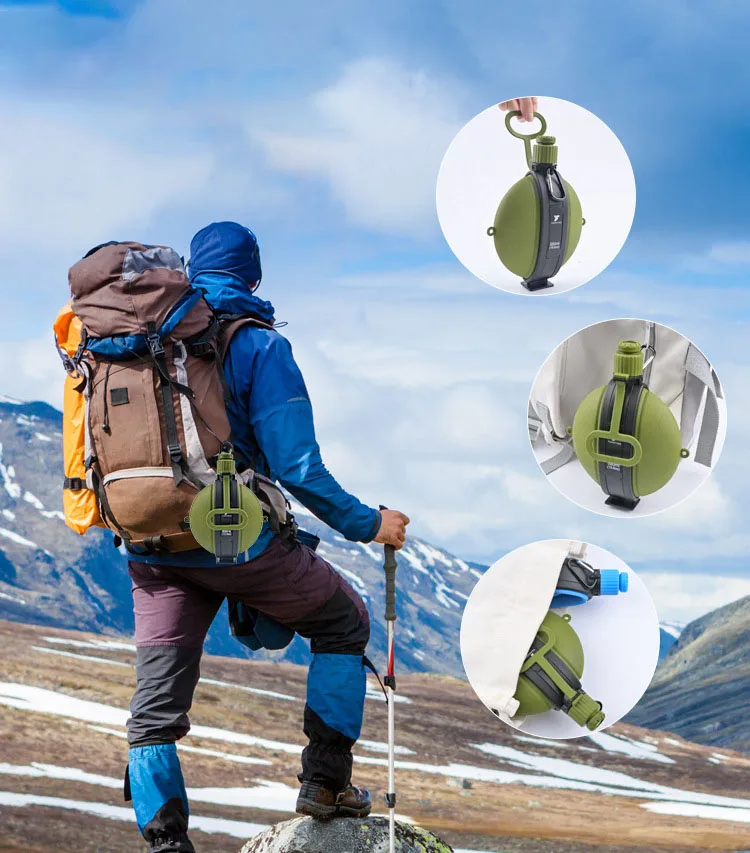 580ml Yuanfeng Spot Foldable Camping Portable Telescopic Compass Water Cup, Food Grade Silicone Gift Kettle