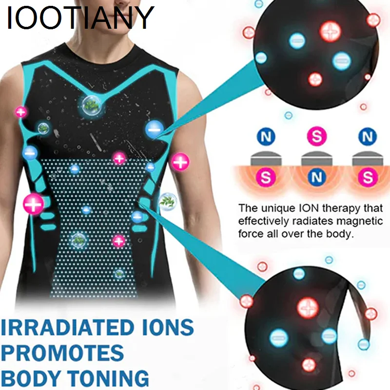남성용 아이스 실크 슬리밍 조끼, 이온 쉐이핑 조끼, 보디 셰이퍼 압축 티셔츠, 탱크 탑 배 컨트롤, 빠른 건조 피트니스 셔츠 무료 배송
