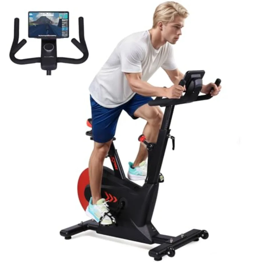 Bicicleta Ergométrica Magnética Ajustável Silenciosa para Exercícios Cardiovasculares em Casa, Capacidade de 300LBS, Ciclismo Indoor com Monitor LCD e Aplicativo Inteligente
