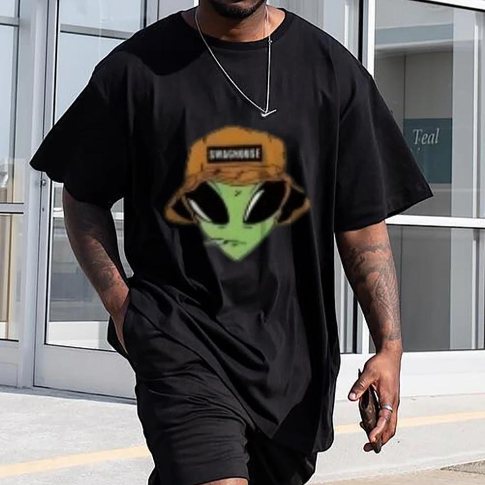 

Men's Pure Cotton Short Sleeve T-Shirt Harajuku Y2K Print Loose Casual Top Breathable Comfort Trendy Versatile Undershirt