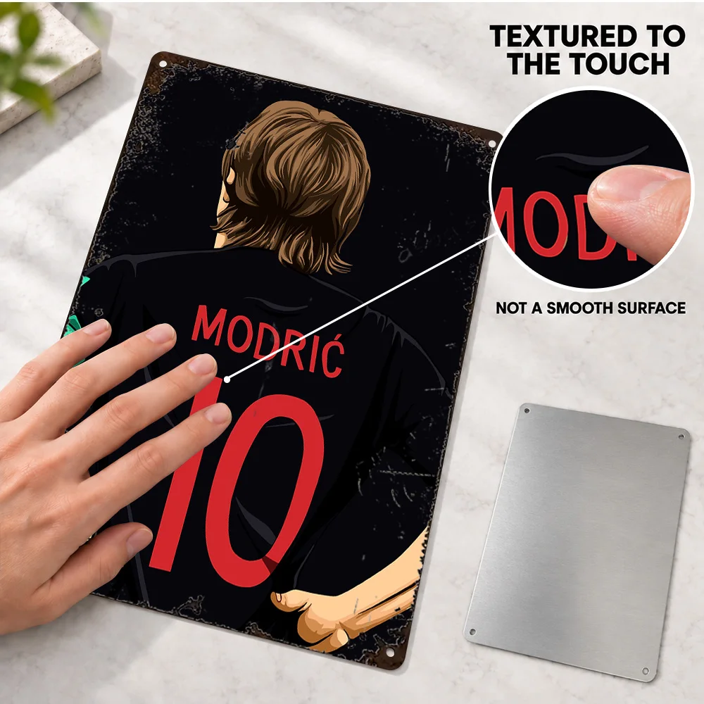 Luka Modric Printed Poster Customized Aluminum Metal Sign Vector Portrait Illustration Wall Art For Bedroom Football Fan Gift