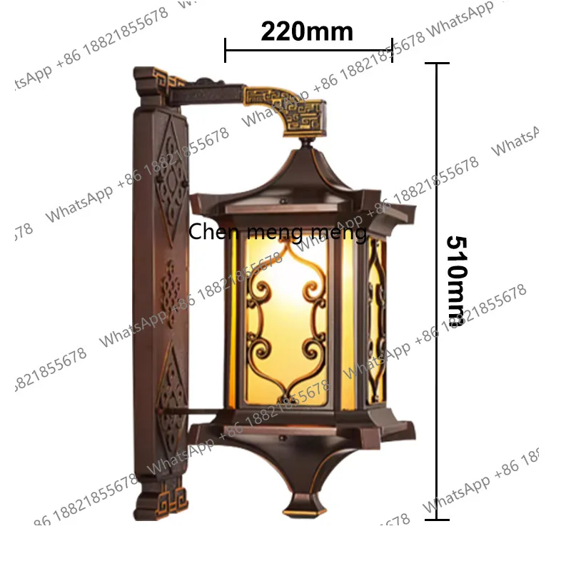 Nowa chińska lampa zewnętrzna na ścianę Wodoodporna lampa na zewnątrz do dziedzińca, korytarza, domu, willi, na bramę, balkon, taras, lampa na ścianę zewnętrzną