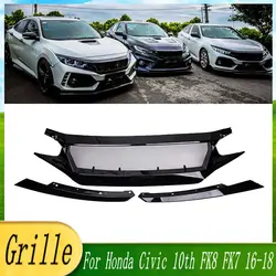 Real Carbon Fiber Car Front Bumper Grille Centre Panel Styling Upper  Grill For Honda Civic FK8 FC1 FK7 10th 2016 2017 2018 2019