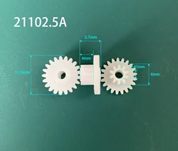 POM 플라스틱 더블 레이어 기어, 21102.5A 0.5M 기어, 11.5mm 직경, 21 톱니 + 10 톱니, 2.45mm 홀 장난감 부품, 로트당 10 개