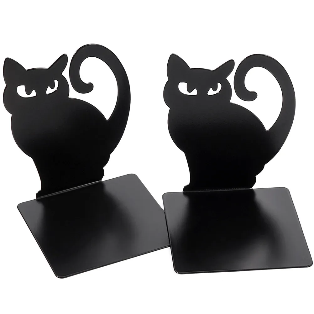 Cat-Shaped Iron Bookends 2pcs – Modern Minimalist Desk & Shelf Book Holders for Study Room Living Room Decor