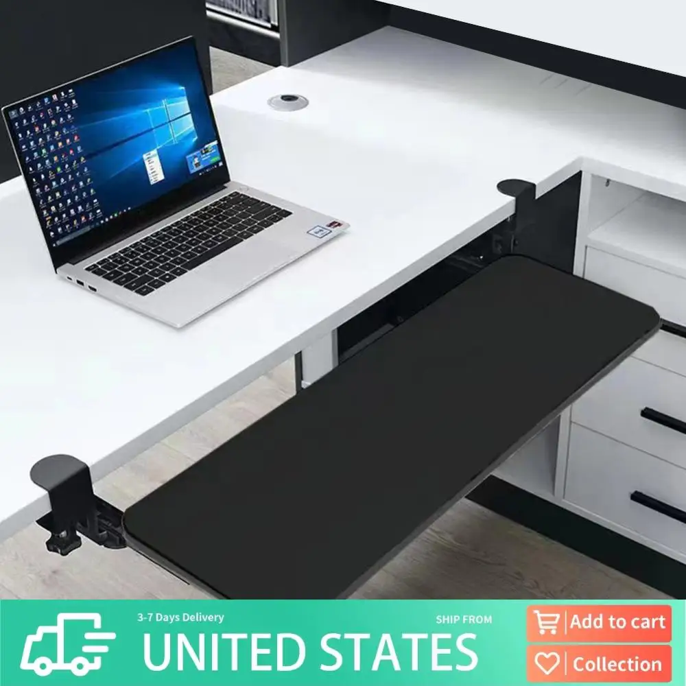 

Keyboard Tray Under Desk with C Clamp Mount Pull Out Keyboard Tray Under Desk Keyboard Drawer Slide-Out Platform Computer Drawer