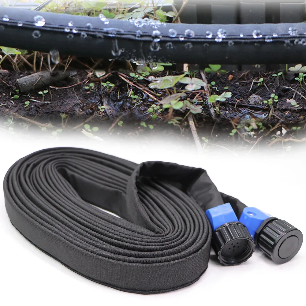 

Black Flat Soaker Hose DIY Garden Irrigation System Saving 80% Water Drip Hose